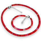 Red Ethiopian Fire Opal Bracelet & Necklace Set – Natural Welo Opal Jewelry Set