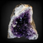 Ascendancy Gems deep purple amethyst cathedral with natural quartz framing and crystal points. Approx. 4" H x 3" W.