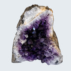 Ascendancy Gems deep purple amethyst cathedral with natural quartz framing and rich crystal points. Approx. 4" H x 3" W.