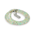 Ascendancy Gems handcrafted Ethiopian Welo fire opal bead necklace with rainbow play-of-color and adjustable chain.