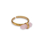 Ascendancy Gems gold-filled ring with a pink double-point crystal wand, adjustable band.