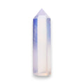 Ascendancy Gems polished opalite crystal tower, 3" obelisk with blue and peach tones, smooth finish, ideal for decor and meditation.