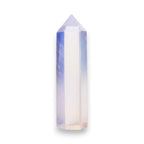 Ascendancy Gems polished opalite crystal tower, 3" obelisk with blue and peach tones, smooth finish, ideal for decor and meditation.