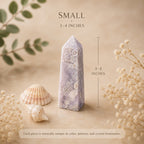 Ascendancy Gems small natural pink floral agate tower with flower-like inclusions and unique patterns.