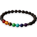 Ascendancy Gems Shakra Lava bead bracelet with 7 chakra gemstones and black lava stone beads, ideal for aromatherapy.